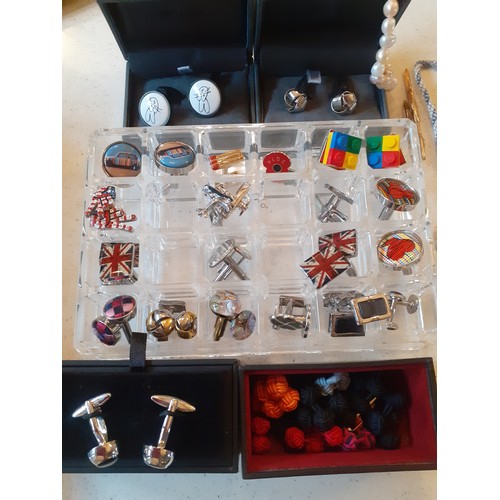 72 - Mixed modern cufflinks to include Lego, Union Jack, TW Lewin and novelty examples together with a sm... 