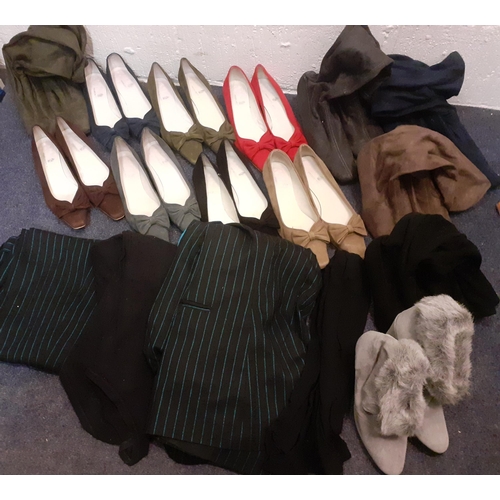 77 - A quantity of vintage fashion clothing, boots and shoes to include Franchetti Bond court shoes in va... 