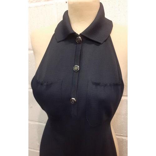 7 - Celine-A 2000 Phoebe Philo design navy halter neck jumpsuit with rear plunge backline. Location:Rail... 