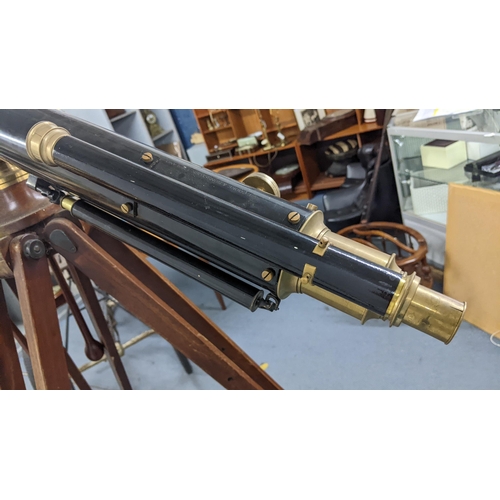 139 - A 19th century refracting astronomical telescope by Cooke & Sons, York, England, the barrel with foc... 