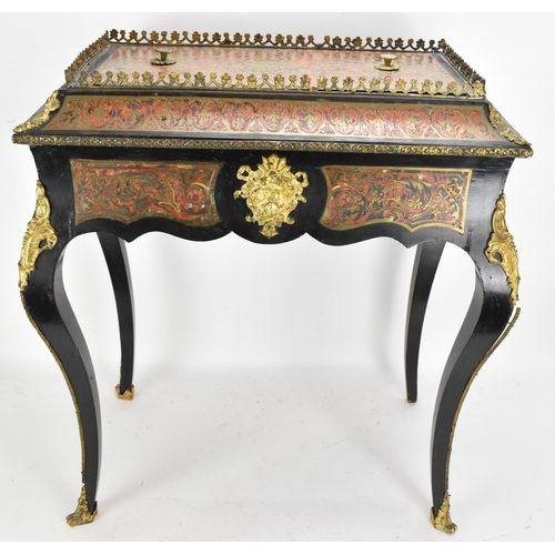 170 - A French Napoleon III Red Tortoiseshell, Brass-Inlaid and Ebonised Boulle Jardiniere Table, mid 19th... 