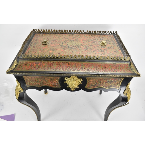 170 - A French Napoleon III Red Tortoiseshell, Brass-Inlaid and Ebonised Boulle Jardiniere Table, mid 19th... 