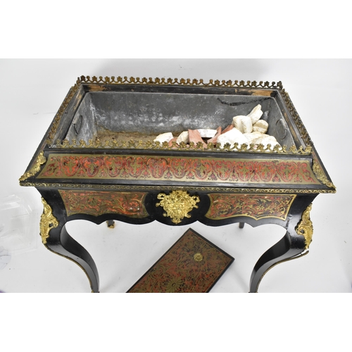 170 - A French Napoleon III Red Tortoiseshell, Brass-Inlaid and Ebonised Boulle Jardiniere Table, mid 19th... 