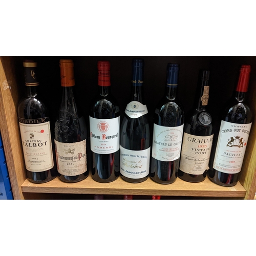 279 - Wine and port to include 2 x Perrin Vacqueyras, 1 x Chateau du Courlat Lussac-Saint Emilion, 1 x Pau... 