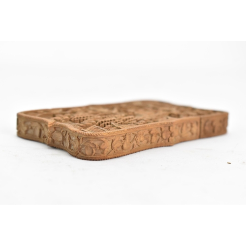 88 - A Chinese late Qing dynasty Canton sandalwood carved card case, late 19th century, profusely carved ... 