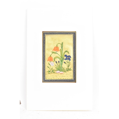 94 - An Indian botanical miniature watercolour on paper depicting buds of flowers on a gilt ground, 14cm ... 