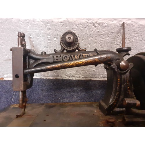 53 - A Victorian Howe lockstitch sewing machine A/F with geometric and floral design together with a blon... 