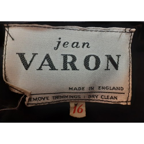 51 - Jean Varon, British Designer- A 1960's black full length plush velvet gown with silver metallic embr... 