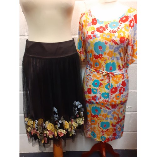 39 - Karen Millen-Two knee length skirts, UK size 8 together with an LK Bennett black knee length skirt w... 