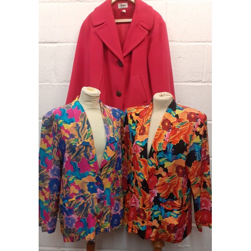 40 - A group of mainly 1980's colourful ladies clothing to include 2 Monsoon lightweight jackets UK10, a ... 