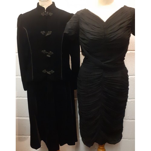 41 - A group of 8 ladies clothing, mainly 1970's comprising a Bellville Sassoon black velvet 2 piece skir... 