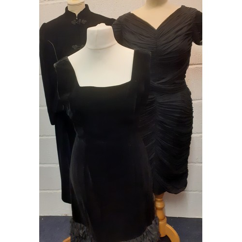 41 - A group of 8 ladies clothing, mainly 1970's comprising a Bellville Sassoon black velvet 2 piece skir... 