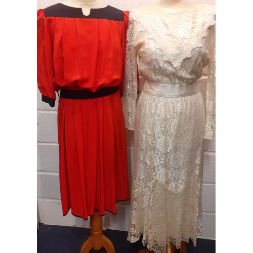 41 - A group of 8 ladies clothing, mainly 1970's comprising a Bellville Sassoon black velvet 2 piece skir... 