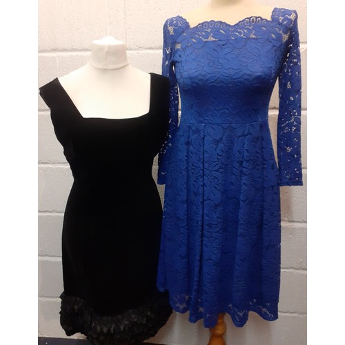 41 - A group of 8 ladies clothing, mainly 1970's comprising a Bellville Sassoon black velvet 2 piece skir... 