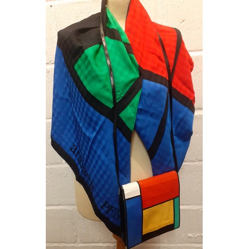 89 - A 1970's Andrea Pfister geometric shoulder bag with detachable shoulder straps together with a match... 