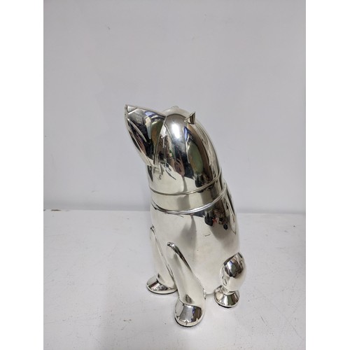 91 - A modern Art Deco style silver plated cocktail shaker, in the form of a Polar Bear, 26cm high. Locat... 