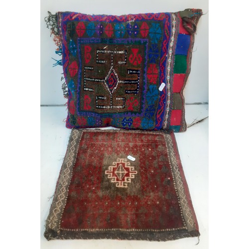 95 - Two early to mid 20th Century Middle Eastern saddle bags, one converted into a cushion. Location:BWR... 