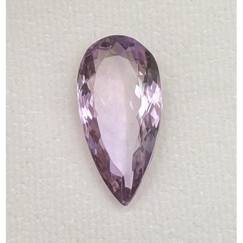 113 - A 14ct pear faceted cut amethyst 24.40mm x 11.98mm x 7.98mm together with a AIG certificate of authe... 