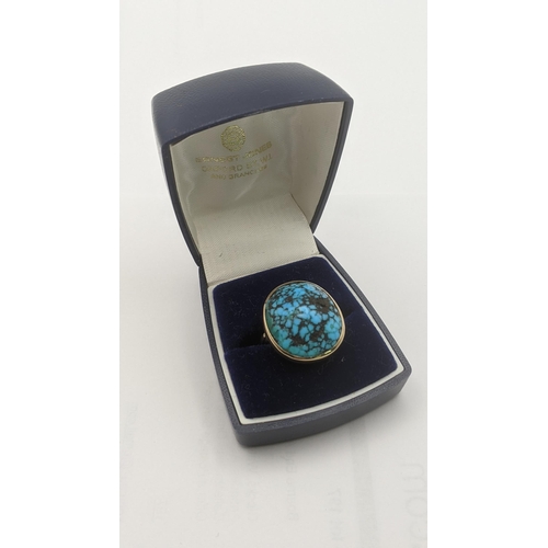 58 - A 9ct gold and turquoise cabochon ladies ring size M½ 8g
Location:CAB1
If there is no condition repo... 