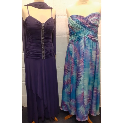 42 - Gina Bacconi-A quantity of modern ladies evening clothing to include a Gina Bacconi purple sleeveles... 