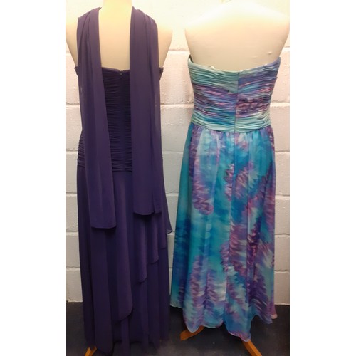 42 - Gina Bacconi-A quantity of modern ladies evening clothing to include a Gina Bacconi purple sleeveles... 