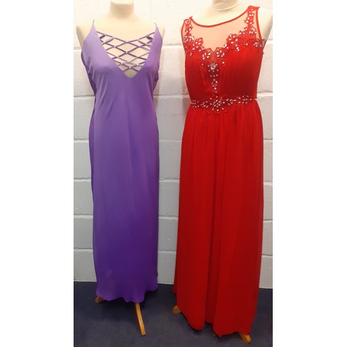 42 - Gina Bacconi-A quantity of modern ladies evening clothing to include a Gina Bacconi purple sleeveles... 