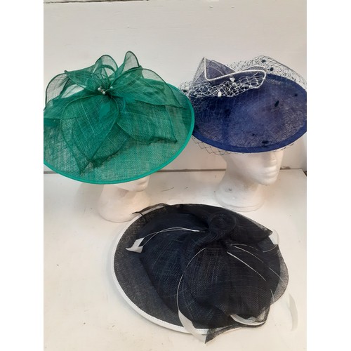 88 - A group of 6 ladies formal straw hats and 2 John Lewis hatboxes to include a Gina Bacconi sea green ... 