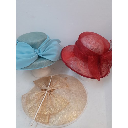 88 - A group of 6 ladies formal straw hats and 2 John Lewis hatboxes to include a Gina Bacconi sea green ... 