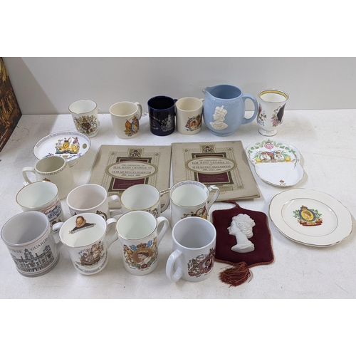 105 - A collection of commemorative china and other items together with a collection of mostly non fiction... 