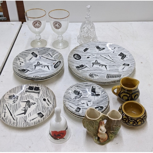 111 - A collection of ceramics and glassware to include 1950's Ridgeway Potteries 'Homemaker' design plate... 