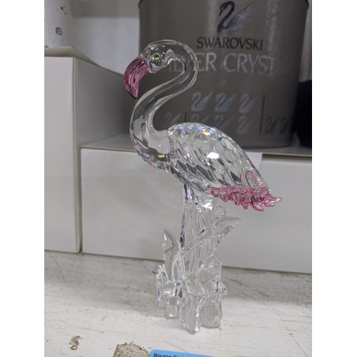 51 - Swarovski Crystal - six models of birds to include an Egret, Flamingo, Hummingbird, Eagle, four baby... 