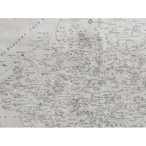 59 - A 19th century Robert Morden map of Hertfordshire sole by Abel Swale, Awnsham and John Churchill to ... 