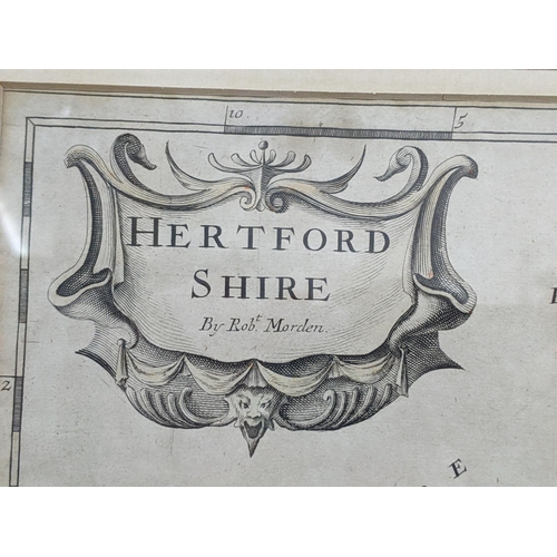 59 - A 19th century Robert Morden map of Hertfordshire sole by Abel Swale, Awnsham and John Churchill to ... 