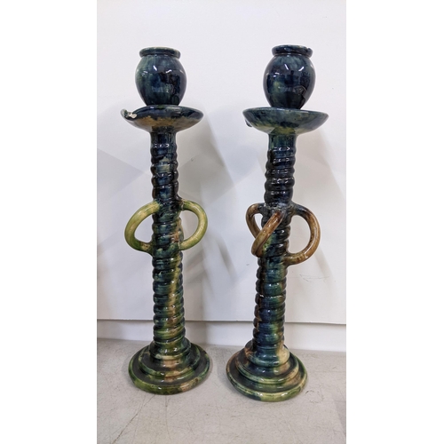 74 - Two Art Nouveau Belgium Thulin Faiencerie polychrome glazed candlesticks A/F
Location: 8-1
If there ... 