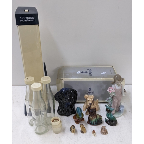 82 - A mixed lot to include a Kenwood Sodastream, a Lladro Spring Girl figurine and box, a pair of hallma... 