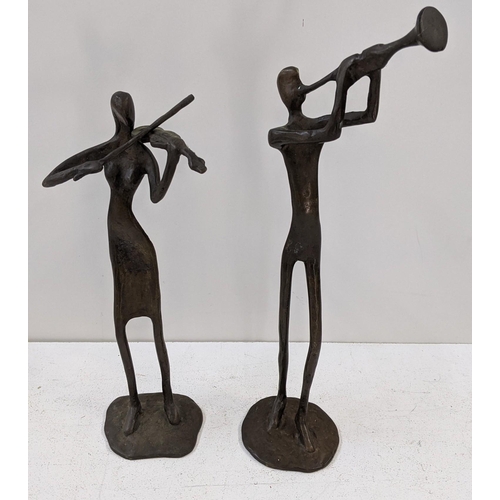 92 - Two bronzed figures depicting a violin and trumpet player
Location: 1-3
If there is no condition rep... 