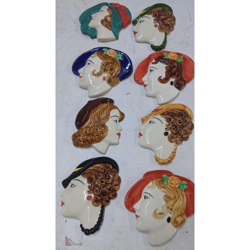 98 - Eight Moorland pottery Art Deco style wall masks of ladies heads
Location: 9-5
If there is no condit... 