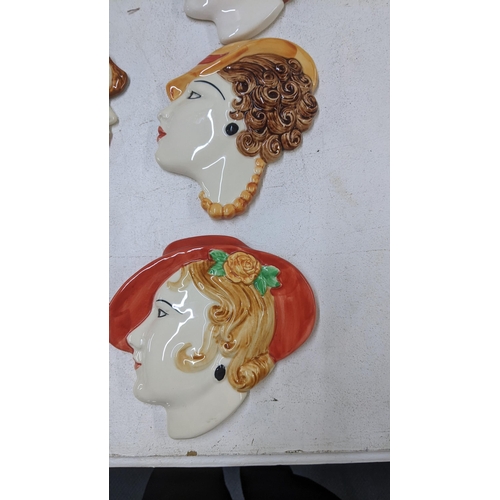 98 - Eight Moorland pottery Art Deco style wall masks of ladies heads
Location: 9-5
If there is no condit... 