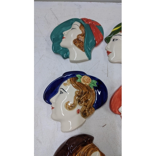 98 - Eight Moorland pottery Art Deco style wall masks of ladies heads
Location: 9-5
If there is no condit... 