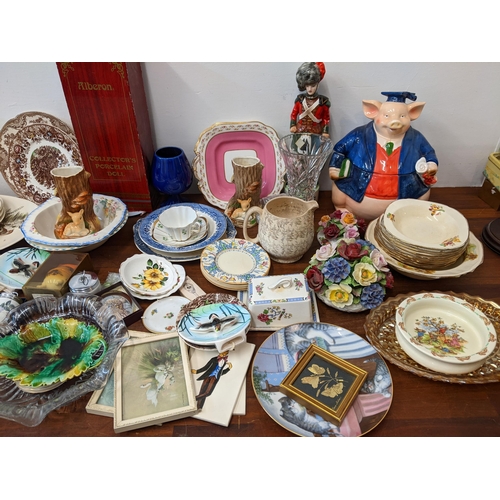 155 - Ceramics and glassware to include Game Birds Service, Black watch musical decanter, Hornsea, Aynsley... 