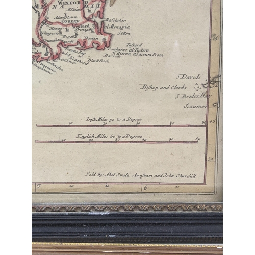 427 - Three framed Robert Morden maps to include Hampshire , Cornwall and another showing, The Kingdom of ... 