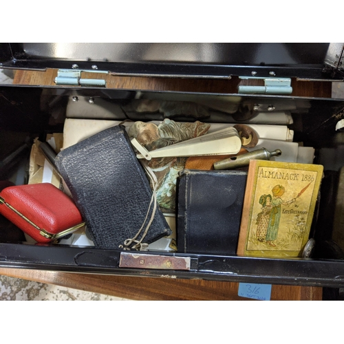 467 - Miscellaneous collection of items to include a Holy Bible, an 1886 Almanack, a Birmingham Police whi... 