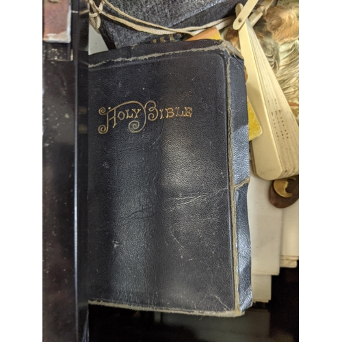 467 - Miscellaneous collection of items to include a Holy Bible, an 1886 Almanack, a Birmingham Police whi... 