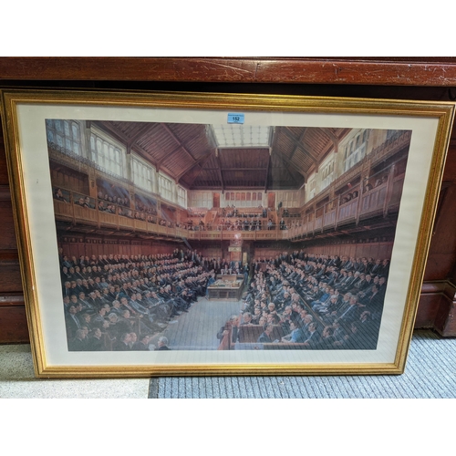 152 - House of Commons print signed in pencil by Jun Mendoza, framed
Location: STAIRS
If there is no condi... 