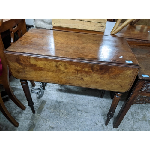 472 - A Victorian mahogany Pembroke table on turned legs 73cm x 83cm x 45cm when unextended Location:G
If ... 