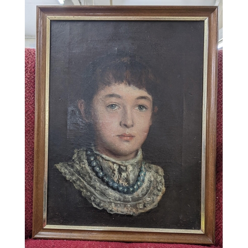 161 - A 19th century oil on canvas portrait depicting a young boy, unsigned, 39 x 29, framed
Location: A3F... 