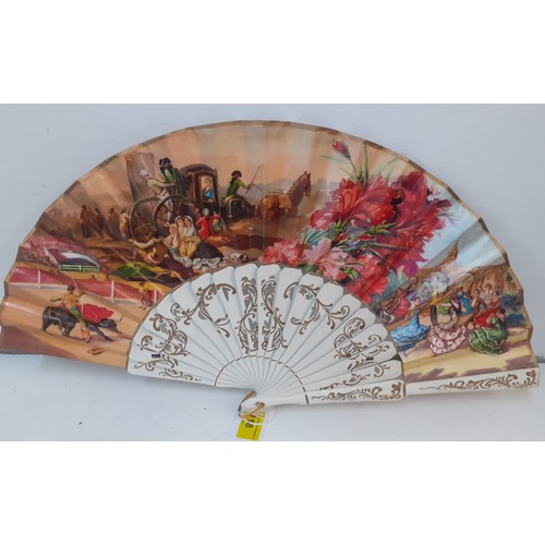 118 - A group of 3 fans to include an early 20th Century French Faucon fan with Oriental design, a mid 20t... 