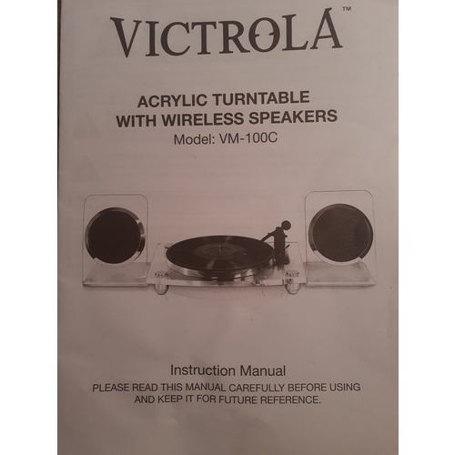 123 - A boxed Victrola acrylic turntable with wireless speakers, model no:VM-100C together with instructio... 