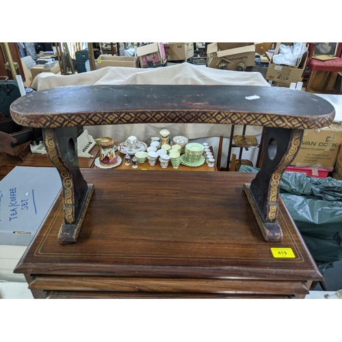 419 - Small furniture to include a saddle rug, a nest of tables, bench, stool and a rack
Location:LAM
If t... 