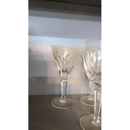 436 - Mixed Waterford crystal cut glasses to include wine and sherry glasses in the Shelia and Lismore pat... 